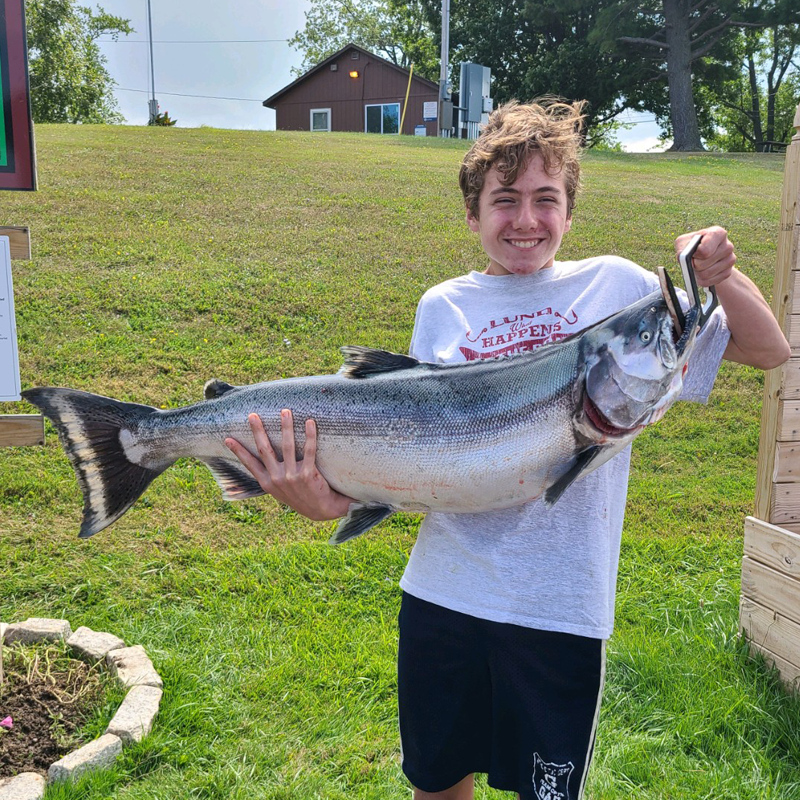 Boy fish boat